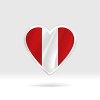 Heart from Peru flag. Silver button heart and flag template. Easy editing and vector in groups. National flag vector illustration on white background.