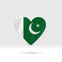 corazón de la bandera de Pakistán. corazón de botón plateado y plantilla de bandera. fácil edición y vector en grupos. Ilustración de vector de bandera nacional sobre fondo blanco.