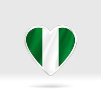 Heart from Nigeria flag. Silver button heart and flag template. Easy editing and vector in groups. National flag vector illustration on white background.