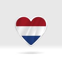 corazón de la bandera de Holanda. corazón de botón plateado y plantilla de bandera. fácil edición y vector en grupos. Ilustración de vector de bandera nacional sobre fondo blanco.