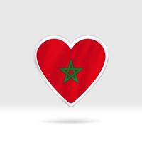 corazón de la bandera de marruecos. corazón de botón plateado y plantilla de bandera. fácil edición y vector en grupos. Ilustración de vector de bandera nacional sobre fondo blanco.