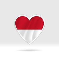 corazón de la bandera de indonesia. corazón de botón plateado y plantilla de bandera. fácil edición y vector en grupos. Ilustración de vector de bandera nacional sobre fondo blanco.