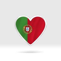 corazón de la bandera de portugal. corazón de botón plateado y plantilla de bandera. fácil edición y vector en grupos. Ilustración de vector de bandera nacional sobre fondo blanco.