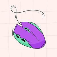 Hand drawn illustration of a computer mouse in the style of 90's 80's on a checkered background vector