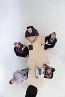 aerial view of business people group on meeting photo