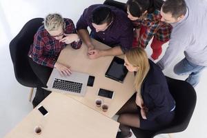 aerial view of business people group on meeting photo