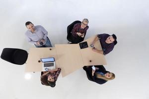 aerial view of business people group on meeting photo