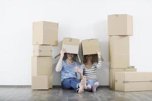 Young couple moving in new home photo