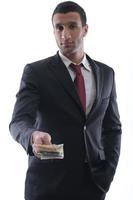 Business man holding money photo