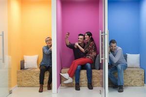 group of business people in creative working  space photo