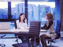 Startup Business Team At A Meeting at modern office building photo