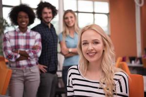 informal business woman working in the office photo