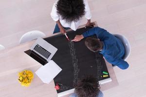 top view of Multiethnic startup business team on meeting photo