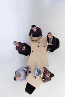 aerial view of business people group on meeting photo