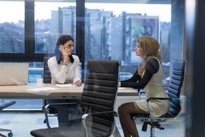 Startup Business Team At A Meeting at modern office building photo