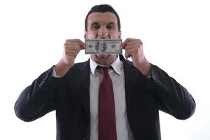 Business man holding money photo