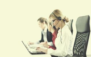 business woman group with headphones photo