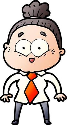 cartoon happy old woman