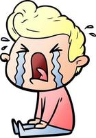 cartoon crying man vector