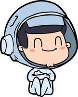 happy cartoon astronaut vector