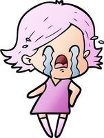 cartoon woman crying vector