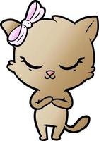 cute cartoon cat with bow vector