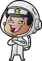 cartoon laughing astronaut vector