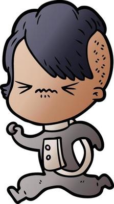cartoon annoyed hipster girl wearing space suit