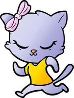 cute cartoon cat with bow vector