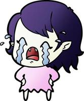 cartoon crying vampire girl vector