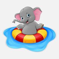 elefante con anillo inflable vector