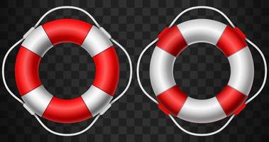 Life buoy icon red and white on dark background vector