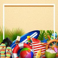 Summer holidays blank background. Top view of beach element collections vector