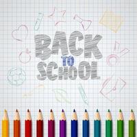 Back to school doodles elements with colorful pencils vector