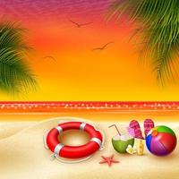 Summer Holidays with view sunset background vector