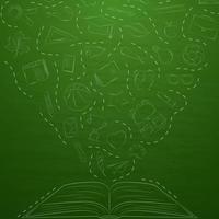Back to school doodles in chalkboard background vector