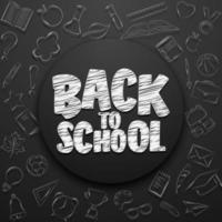 Back to school doodles in chalkboard background vector