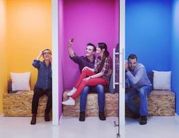 group of business people in creative working  space photo