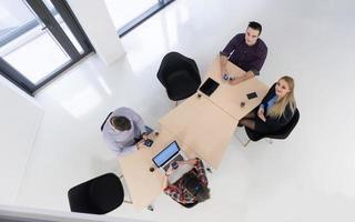 aerial view of business people group on meeting photo