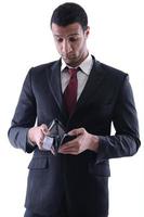 Business man holding money photo