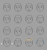 conjunto de emoticonos de hombres de negocios que muestran diferentes expresiones faciales vector