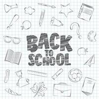 Back to school supplies doodles set with lettering vector