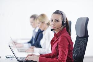 business woman group with headphones photo