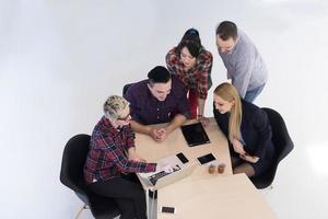 aerial view of business people group on meeting photo