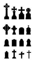 Graveyard icons set on white background vector