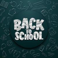 Back to school doodles in chalkboard background vector