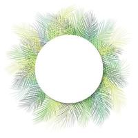Tropical green palm leaves with white round frame place for text isolated on white background vector