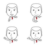 Set of businessman cartoon with different gestures and emotions vector