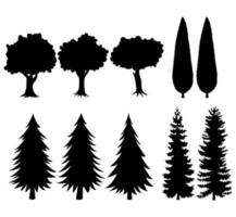 Set of black silhouettes trees vector