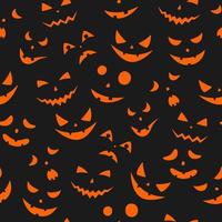 conjunto de caras de miedo calabazas de halloween vector